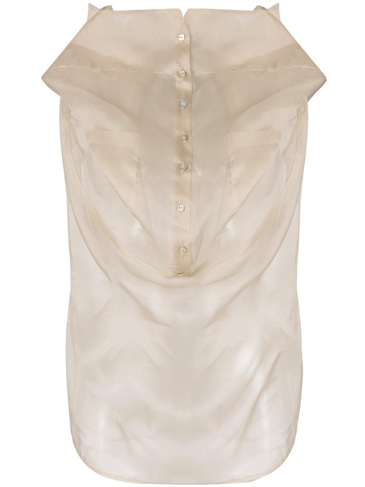 Balossa White Shirt Transparent Deconstructed Shirt - Nude & Neutrals