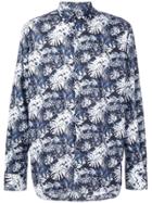 Karl Lagerfeld Tropical Print Button Down Shirt - Blue