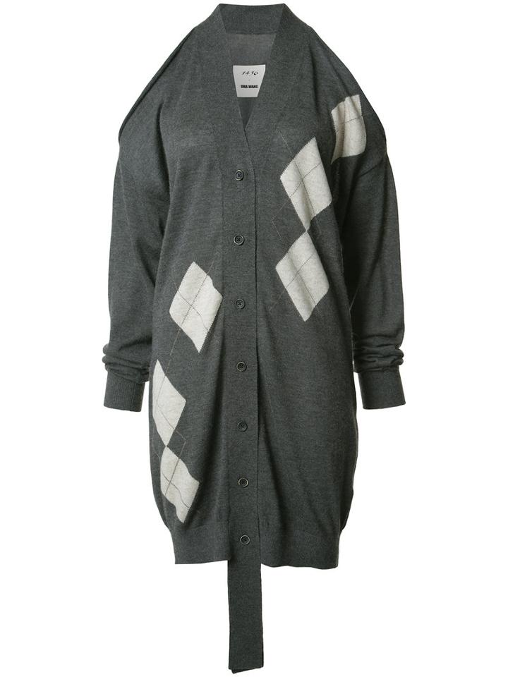 Uma Wang - Cut-off Midi Cardigan - Women - Cashmere - M, Women's, Grey, Cashmere