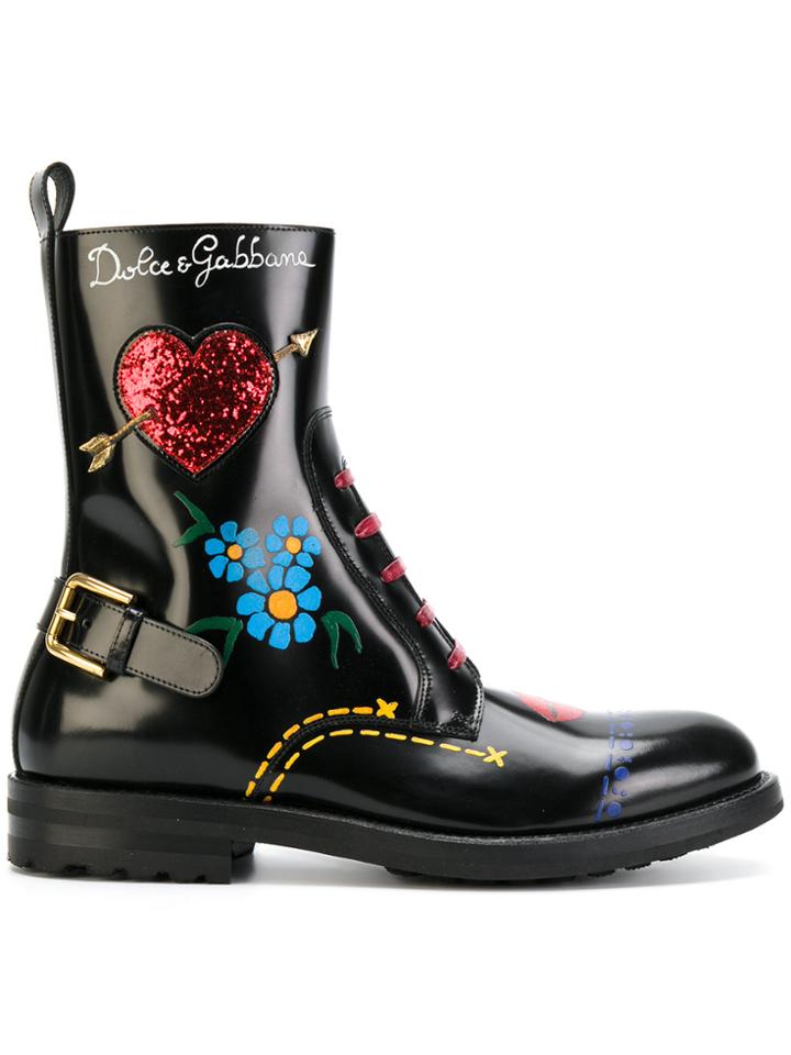 Dolce & Gabbana Lace-up Chunky Boots - Black