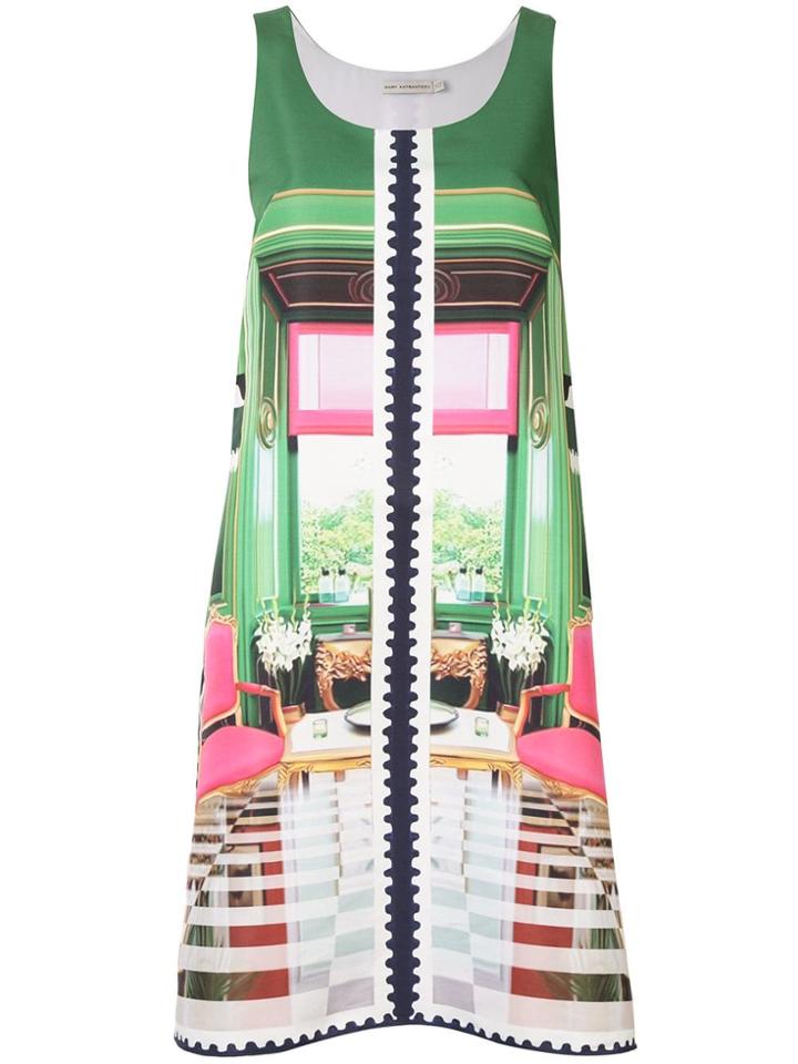 Mary Katrantzou Stamp Print A-line Dress - Green