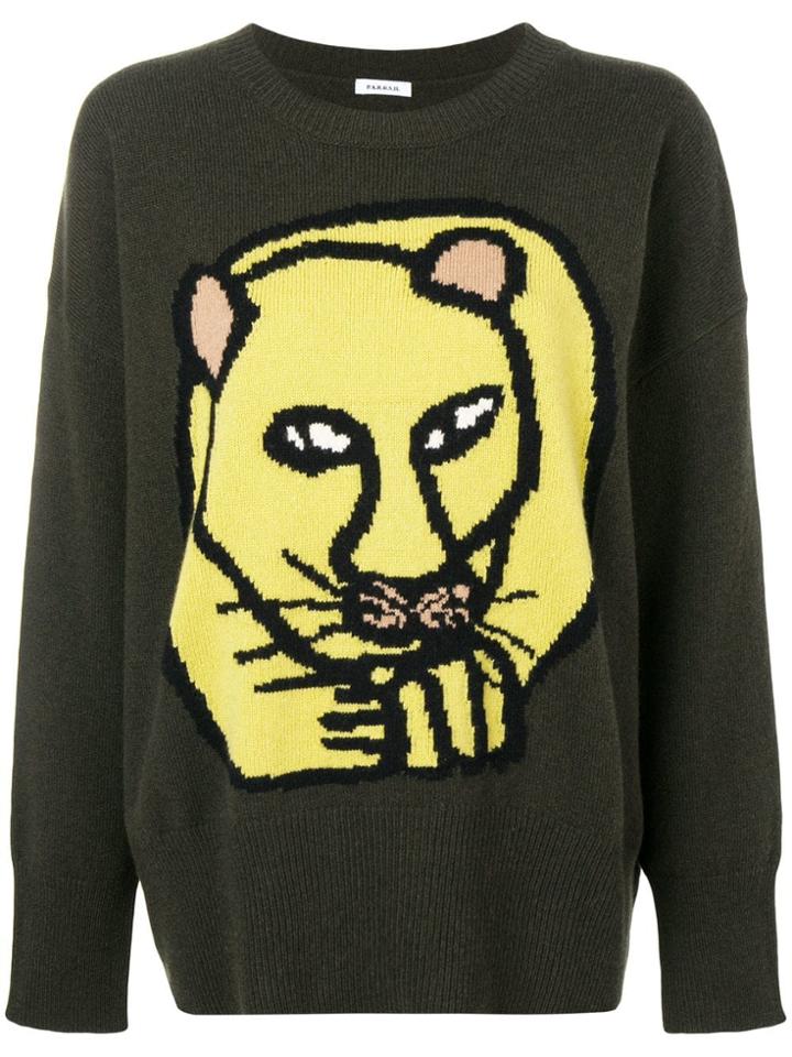 P.a.r.o.s.h. Lion Intarsia Sweater - Green