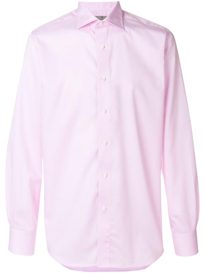 Canali Curved Hem Shirt - Pink & Purple