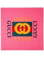 Gucci Gucci Logo Modal Silk Shawl - Pink & Purple