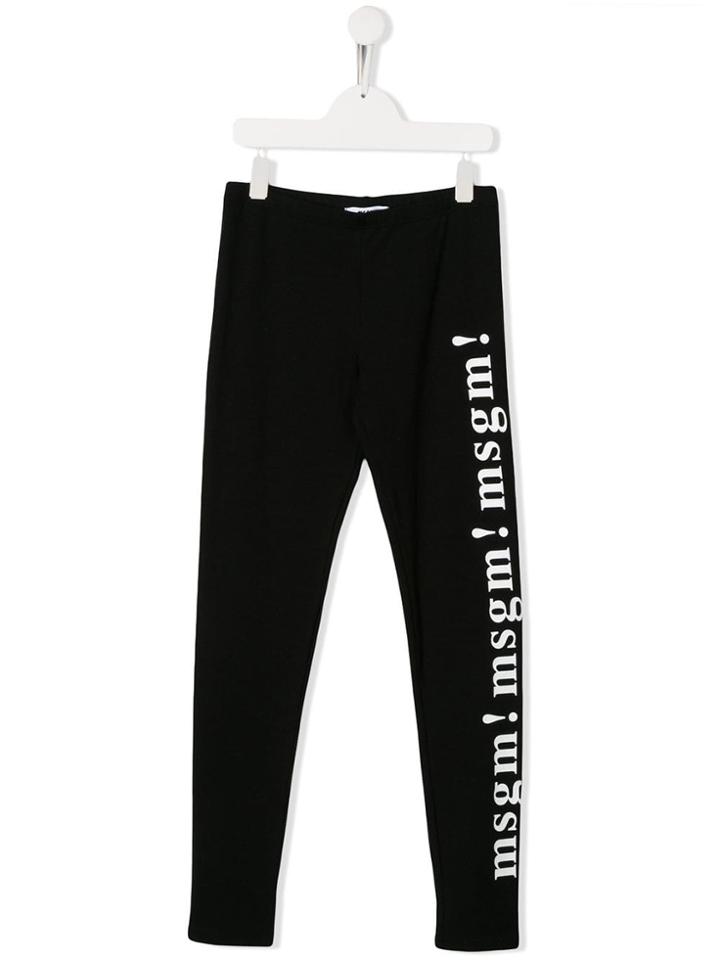 Msgm Kids Exclamation Logo Sweat Pants - Black