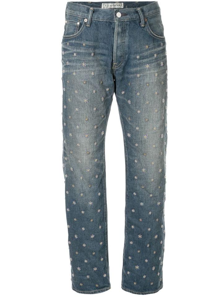 Tu Es Mon Trésor Floral-embellished Jeans - Blue