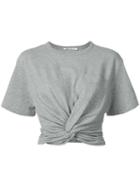 T By Alexander Wang Front Twist T-shirt, Women's, Size: Small, Grey, Cotton