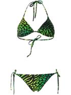 Lelloue Leopard Print Triangle Bikini - Green