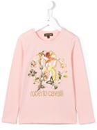 Roberto Cavalli Kids Floral And Butterfly Print T-shirt, Toddler Girl's, Size: 4 Yrs, Pink/purple