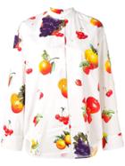 Msgm Mandarin Collar Fruit Print Shirt - White