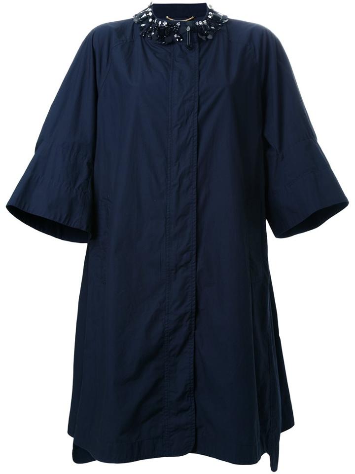 Muveil Neck Embellished Coat