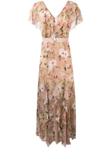Alice+olivia Floral Print Gown - Nude & Neutrals