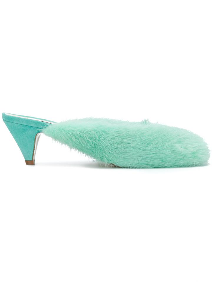 Natasha Zinko Kitten Heel Mules - Green