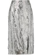 Erdem Crystal Pearl Embellished Skirt - Metallic