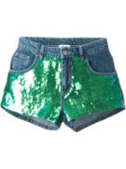 Au Jour Le Jour Sequin Panel Denim Shorts