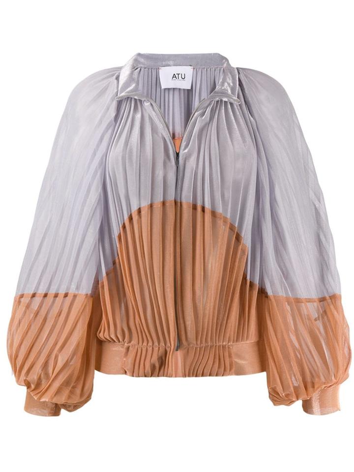 Atu Body Couture Pleated Two-tone Jacket - Orange