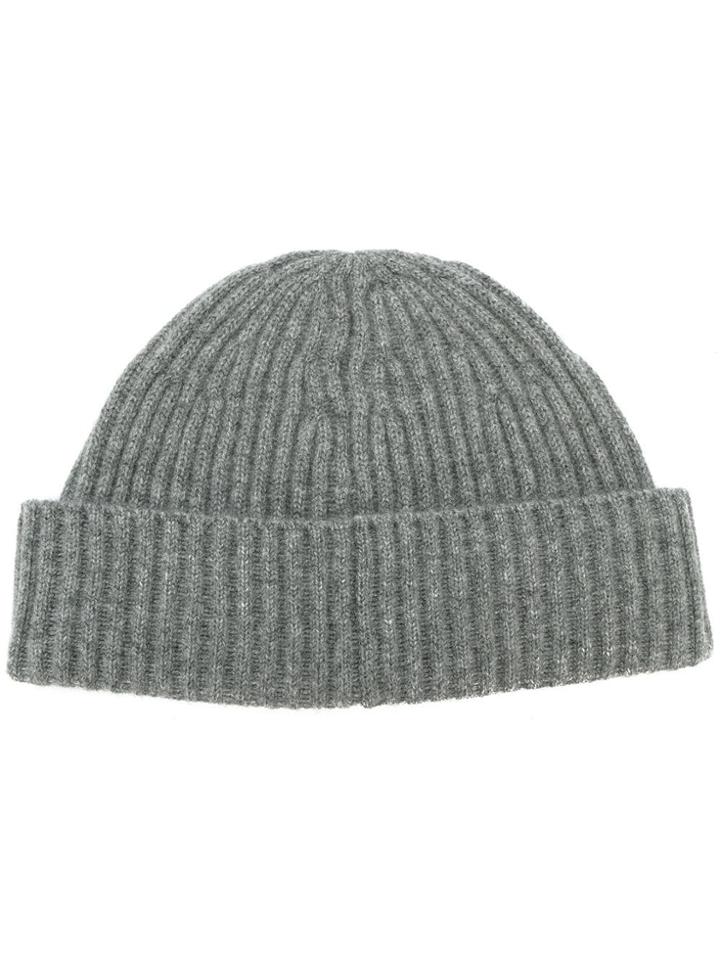 Brunello Cucinelli Ribbed Cashmere Beanie - Grey