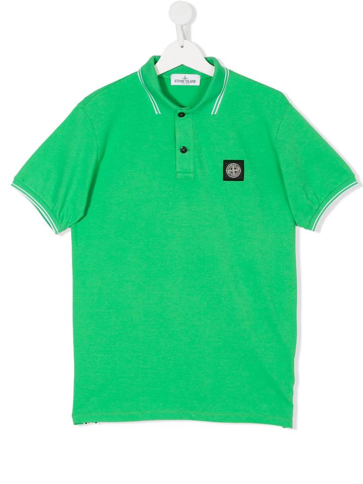 Stone Island Junior Logo Patch Polo Shirt - Green