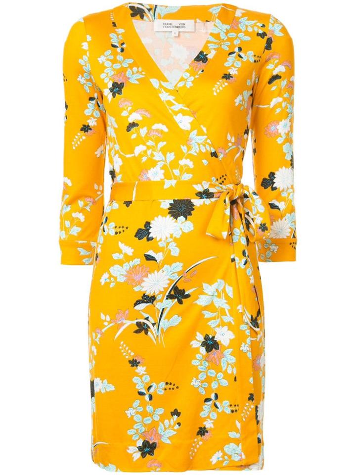 Dvf Diane Von Furstenberg Floral Wrap Dress - Yellow