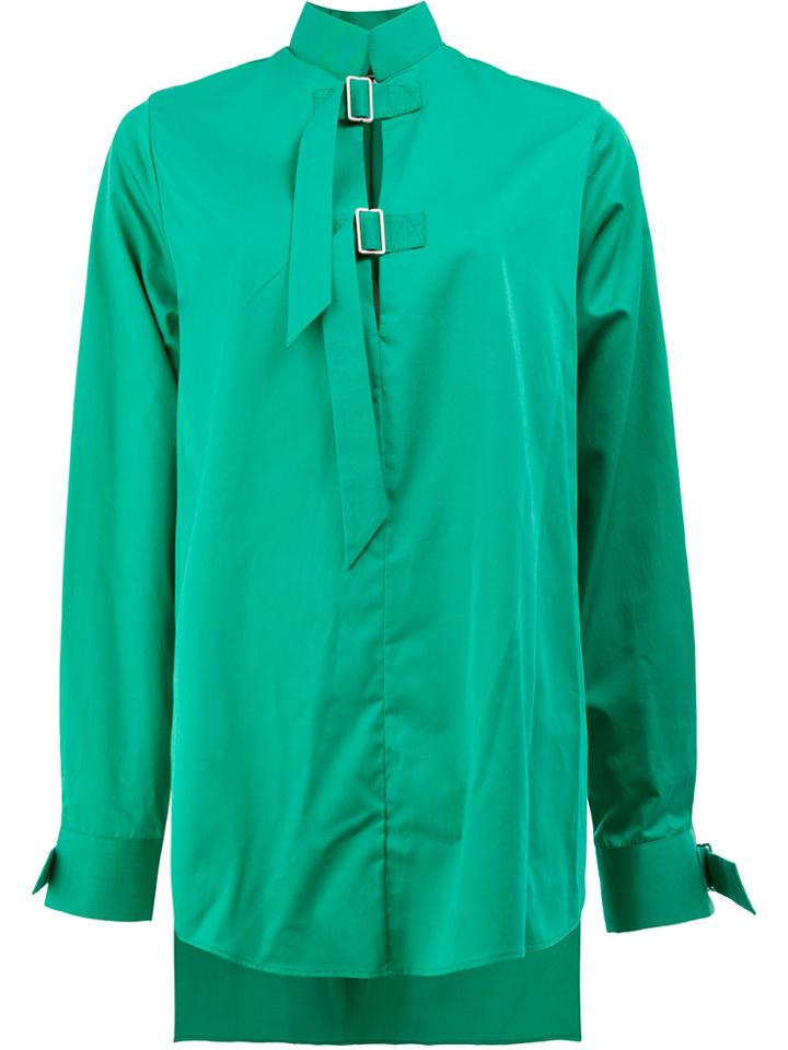 Aalto Asymmetric Shirt With Buckle Details - Green