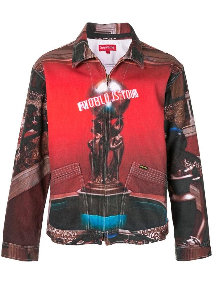 Supreme The World Is Yours Denim Jacket - Red
