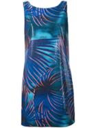 Just Cavalli - Leaves Print Varnish Dress - Women - Polyester/spandex/elastane/viscose - 44, Blue, Polyester/spandex/elastane/viscose