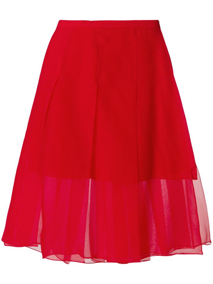 Rochas Pleated Sheer Skirt - Red