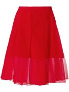 Rochas Pleated Sheer Skirt - Red