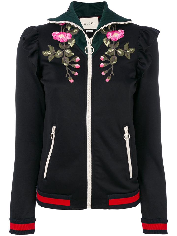 Gucci - Floral Zip Jacket - Women - Cotton/polyester - M, Black, Cotton/polyester
