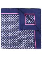 Salvatore Ferragamo Elephant Floral Pocket Square, Men's, Blue, Silk