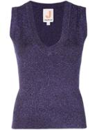 Joostricot V-neck Knitted Shimmer Vest - Blue
