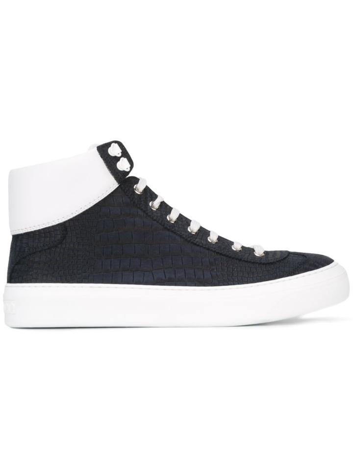 Jimmy Choo Argyle Hi-top Sneakers, Men's, Size: 40, Blue, Calf Leather/rubber/leather