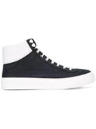 Jimmy Choo Argyle Hi-top Sneakers, Men's, Size: 40, Blue, Calf Leather/rubber/leather