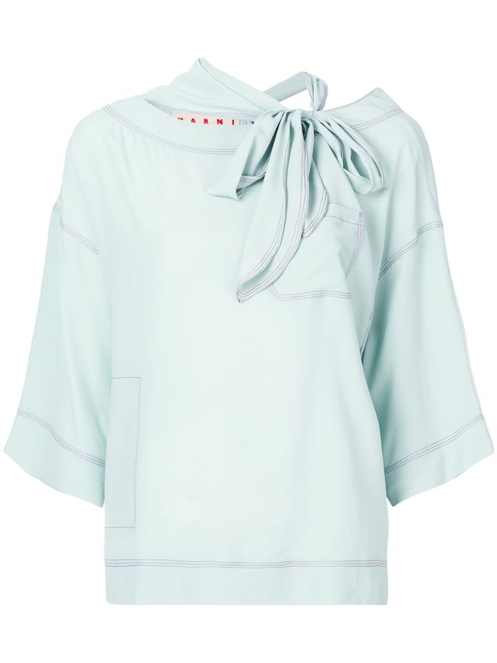 Marni Tie Neck T-shirt - Nude & Neutrals