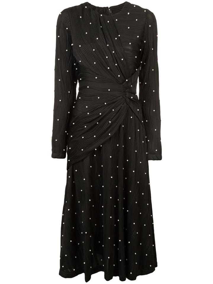 Prabal Gurung Faux-pearls Embellished Midi Dress - Black