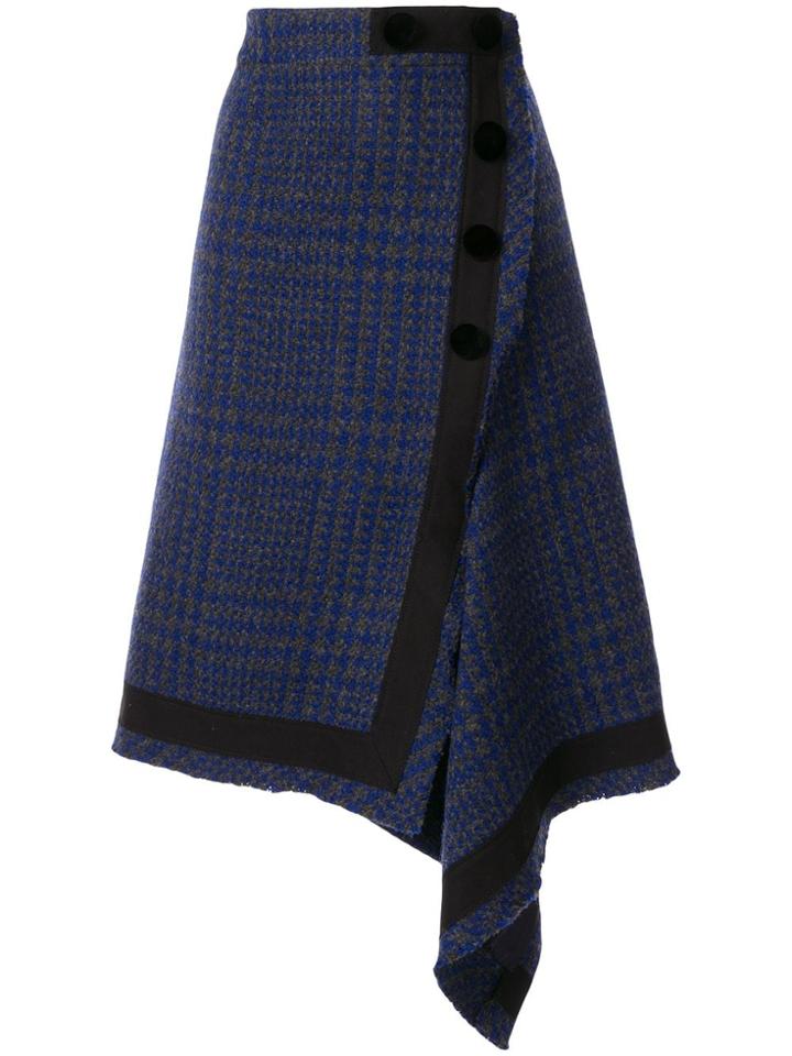 Sacai Draped Plaid Skirt - Blue