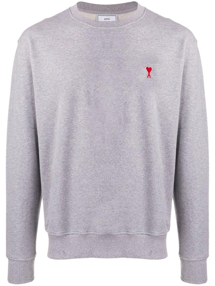 Ami Alexandre Mattiussi Chest Logo Patch Sweater - Grey
