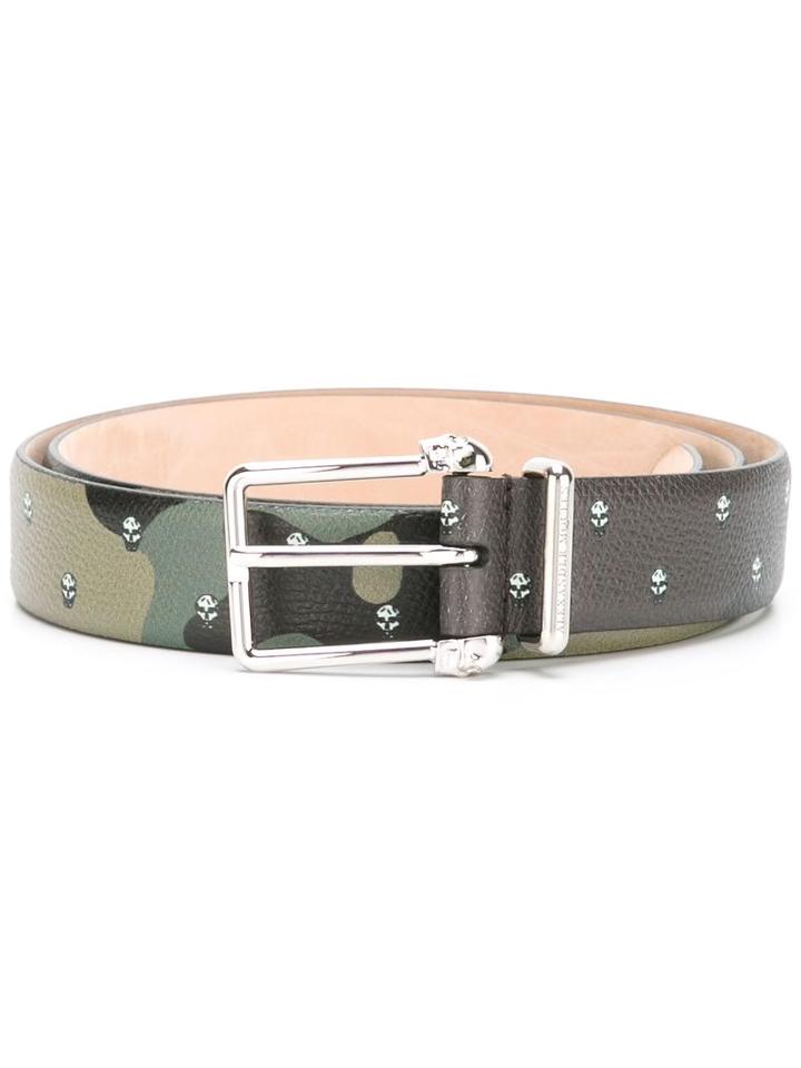 Alexander Mcqueen Camouflage Skull Belt, Men's, Size: 95, Leather