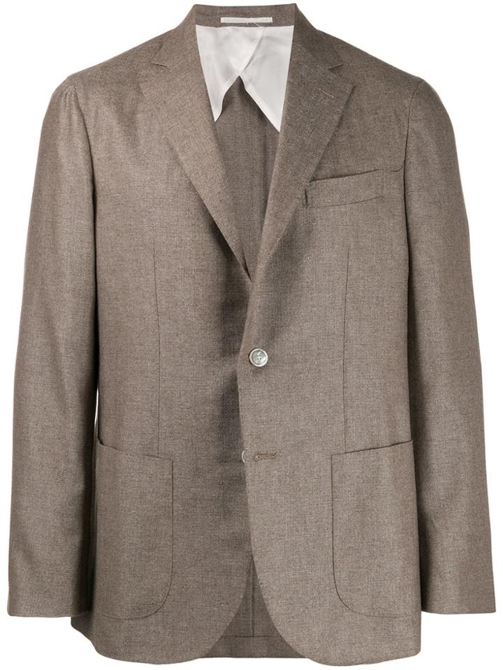 Barba Single-breasted Blazer - Brown