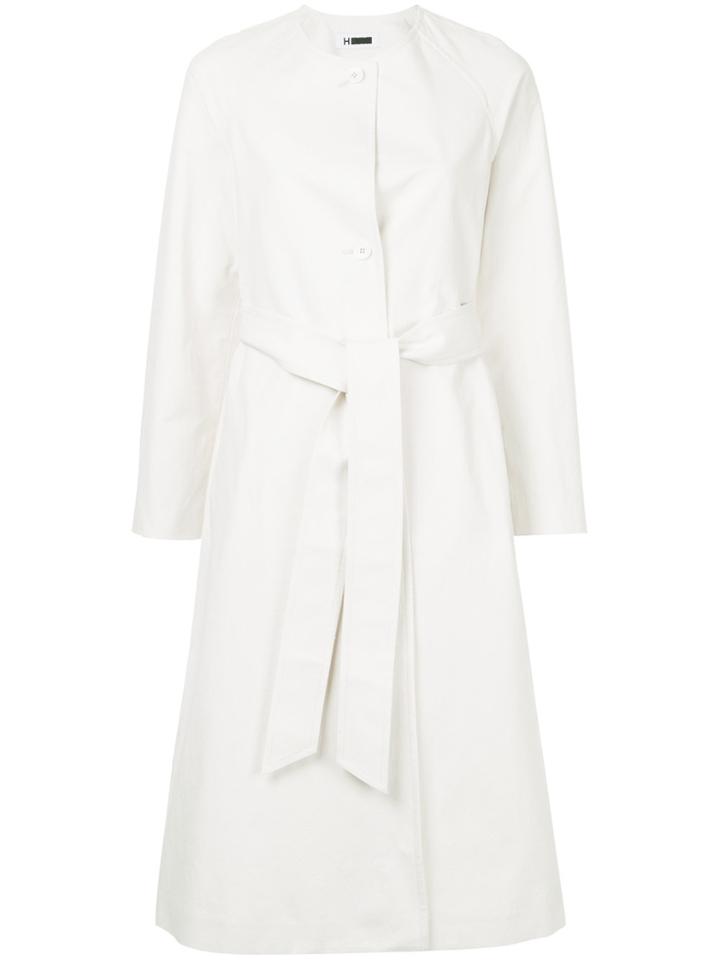 H Beauty & Youth Long Belted Coat - White