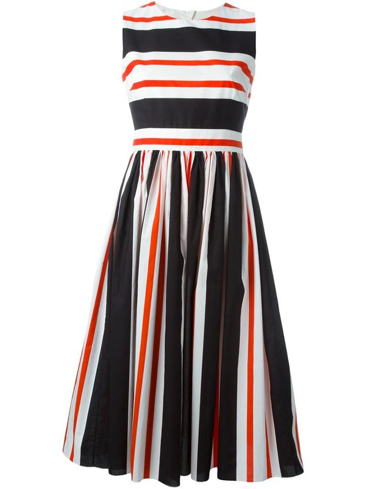 Dolce & Gabbana Striped Open Back Dress, Women's, Size: 42, White, Cotton