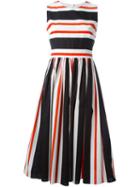 Dolce & Gabbana Striped Open Back Dress, Women's, Size: 42, White, Cotton