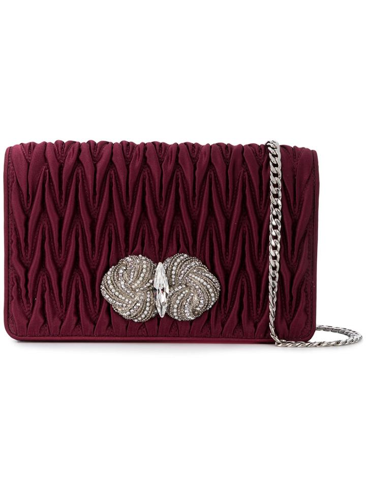Miu Miu Chevron Pleated Clutch - Red