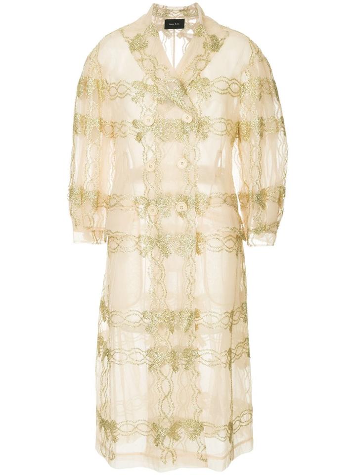 Simone Rocha Glitter Thread Double Breasted Coat - Neutrals