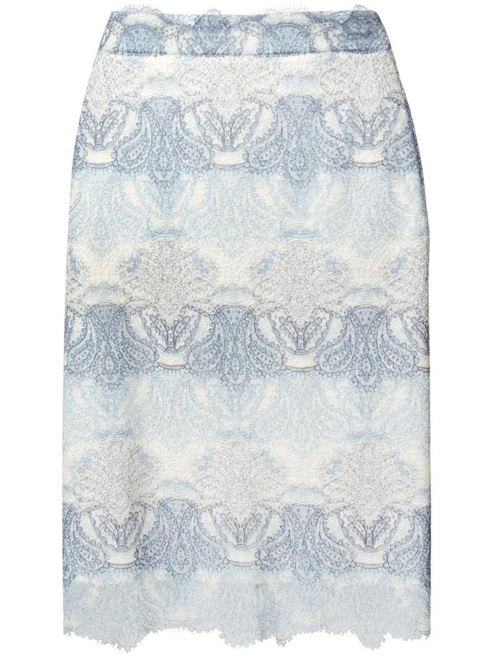 Ermanno Scervino Lace Pencil Skirt, Women's, Size: 44, Blue, Nylon/silk