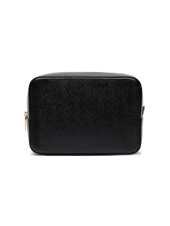 Thom Browne Pebble Grain Leather Wash Bag - Black