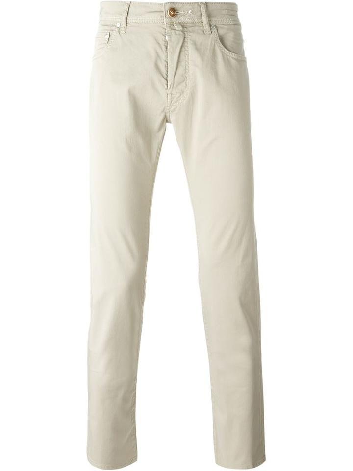 Jacob Cohen Straight Leg Trousers, Men's, Size: 37, Nude/neutrals, Cotton/spandex/elastane