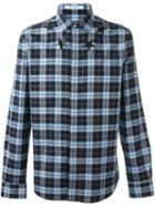 Givenchy Star Print Checked Shirt, Men's, Size: 37, Blue, Cotton