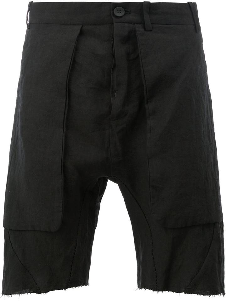 Masnada Raw Edge Shorts, Men's, Size: 52, Black, Linen/flax