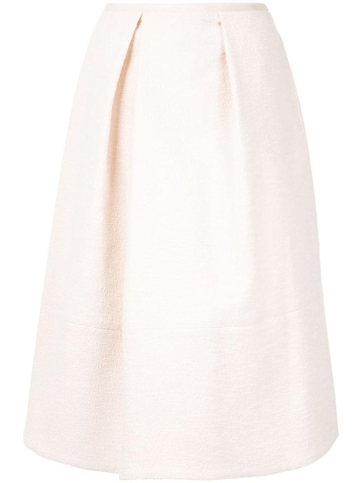 Jil Sander Front Pleat Detail Full Skirt - White